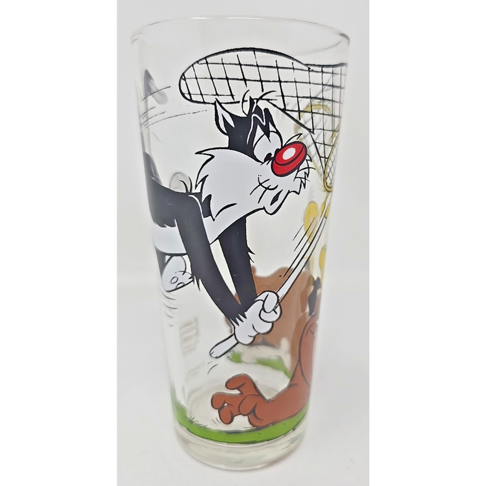 1976 Warner Bros Inc Looney Tunes Pepsi Glass - Sylvester & Tweedy & Hector U301